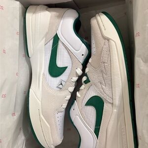 Nike White and Green Athletic Shoes